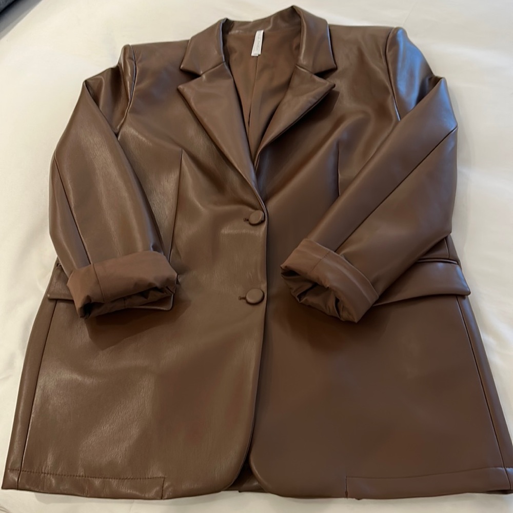 Faux Leather Blazer: NWOT